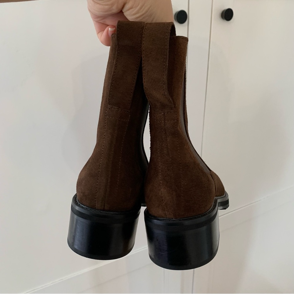 🎭 Flattered 🎭 Brown Suede Ankle Chelsea Boots size 38 - Picture 7 of 14